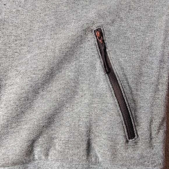 REI Hoodie Zip Up Sweatshirt Heathered Green with Black Trim Drawstring Hood Lg - Picture 7 of 11